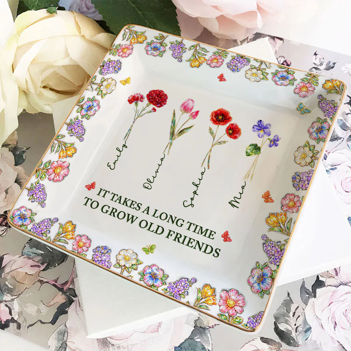 My Real Friends Sisters - Personalized Custom 3D Effect Jewelry Dish - Image 4