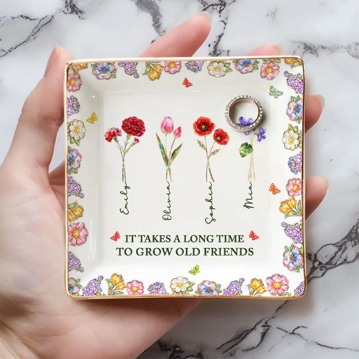 My Real Friends Sisters - Personalized Custom 3D Effect Jewelry Dish - Image 5