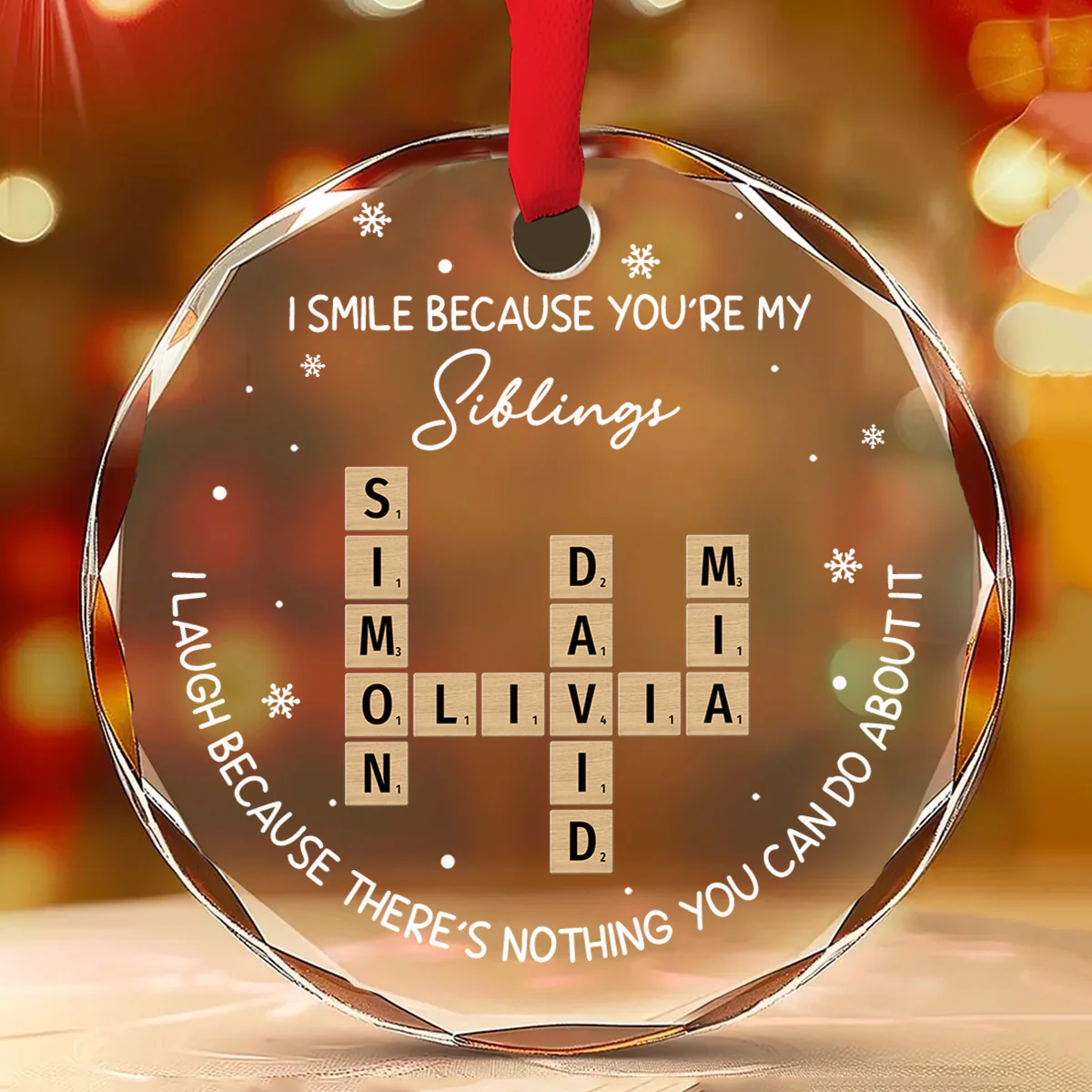 My Siblings - Personalized Custom Glass Ornament - Image 2