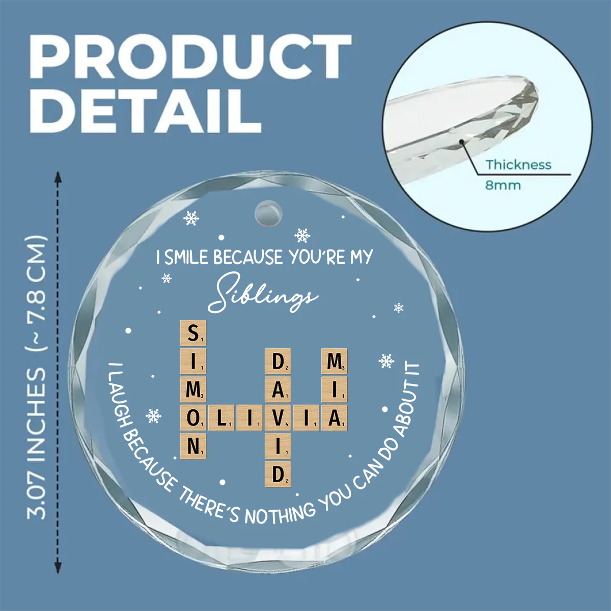 My Siblings - Personalized Custom Glass Ornament - Image 5