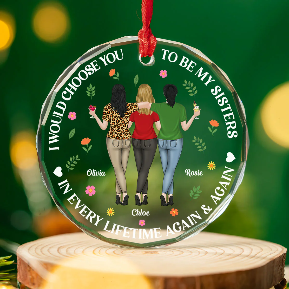 My Sister Forever - Personalized Custom Glass Ornament - Image 3