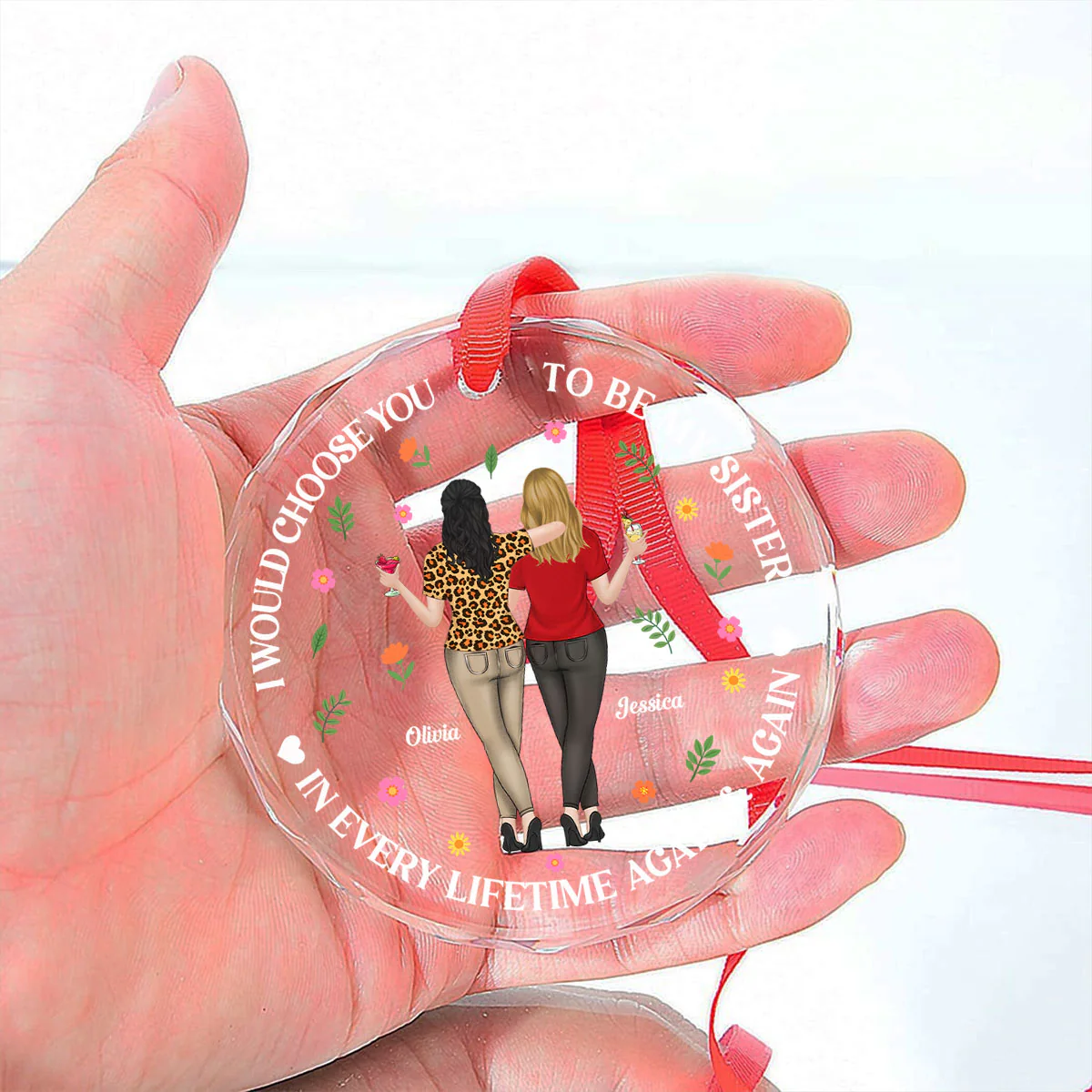 My Sister Forever - Personalized Custom Glass Ornament - Image 5