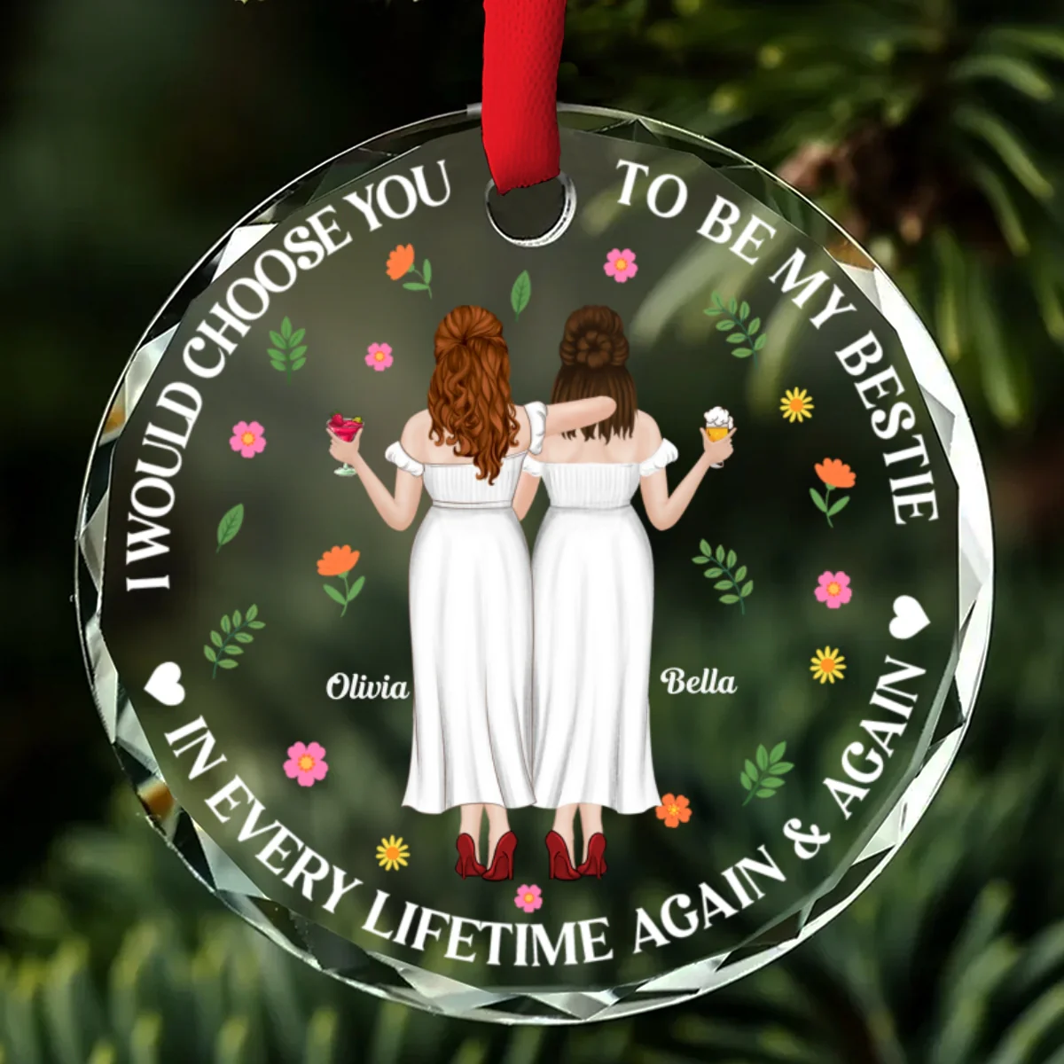 My Sister Forever - Personalized Custom Glass Ornament - Image 7