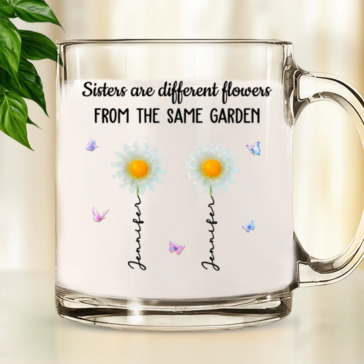 My Sisters Are Flowers - Personalized Custom Glass Mug - Image 6