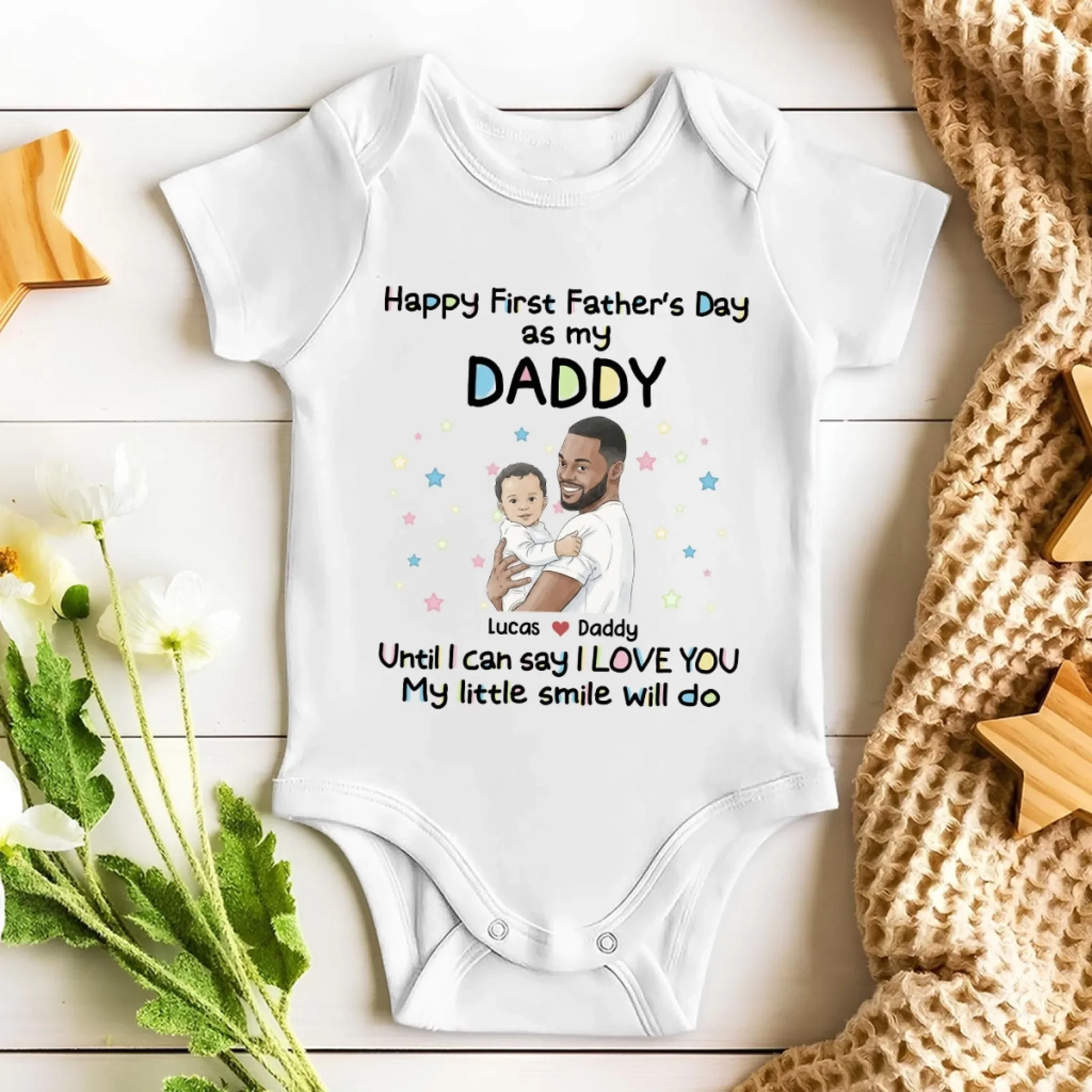 My Smile For Daddy Photo - Personalized Custom Baby Onesie - Image 3