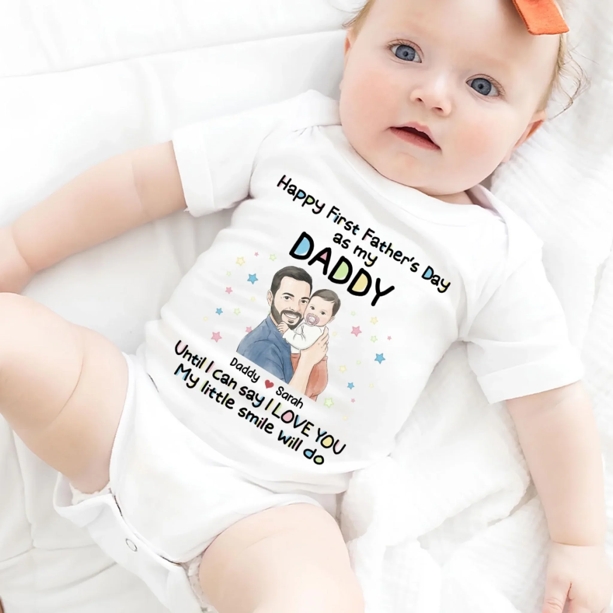 My Smile For Daddy Photo - Personalized Custom Baby Onesie - Image 4