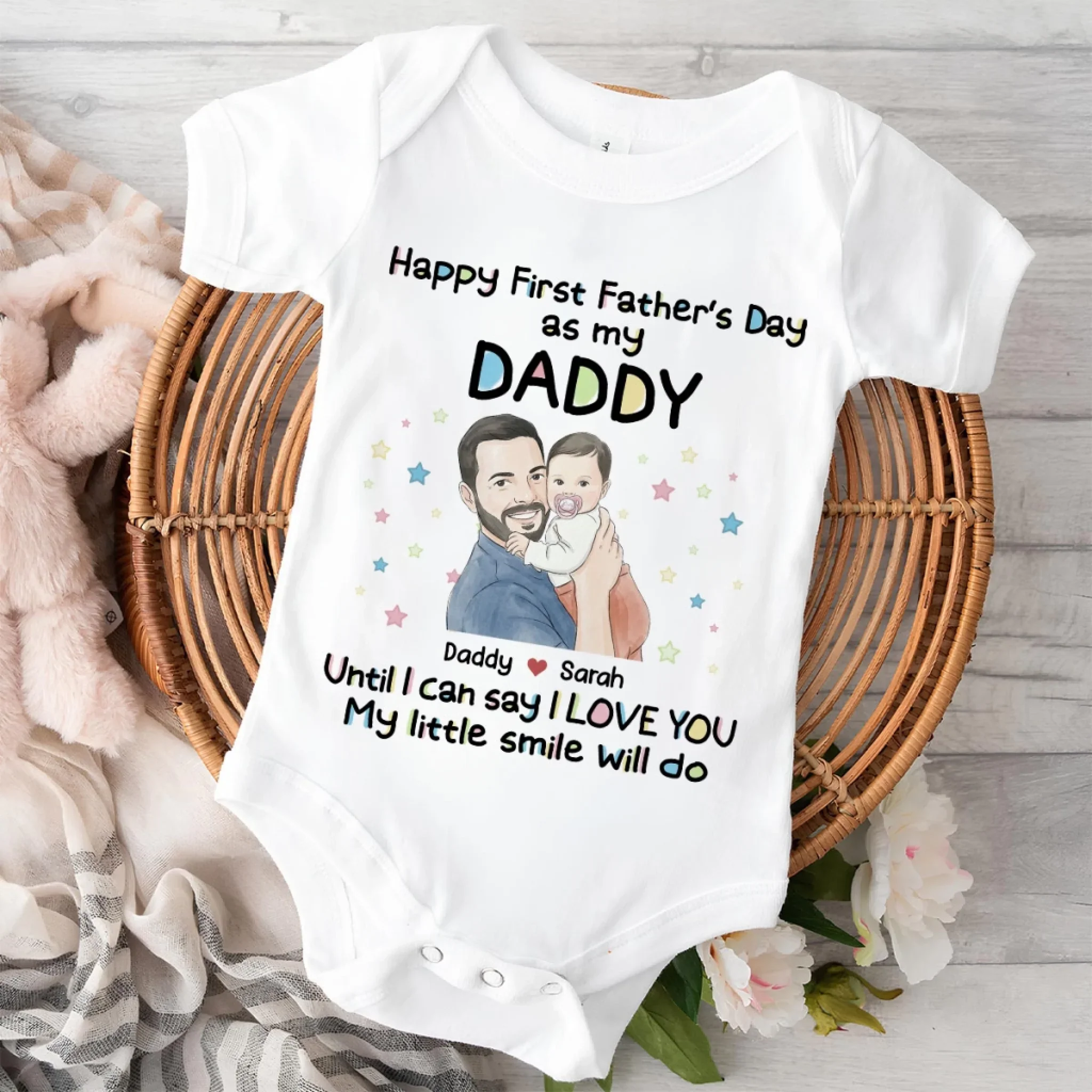 My Smile For Daddy Photo - Personalized Custom Baby Onesie - Image 5