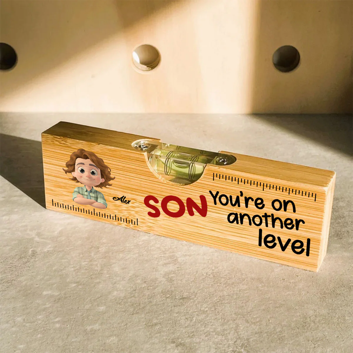 My Son Are On Another Level - Personalized Custom Wooden Spirit Level Bottle Opener - Image 4