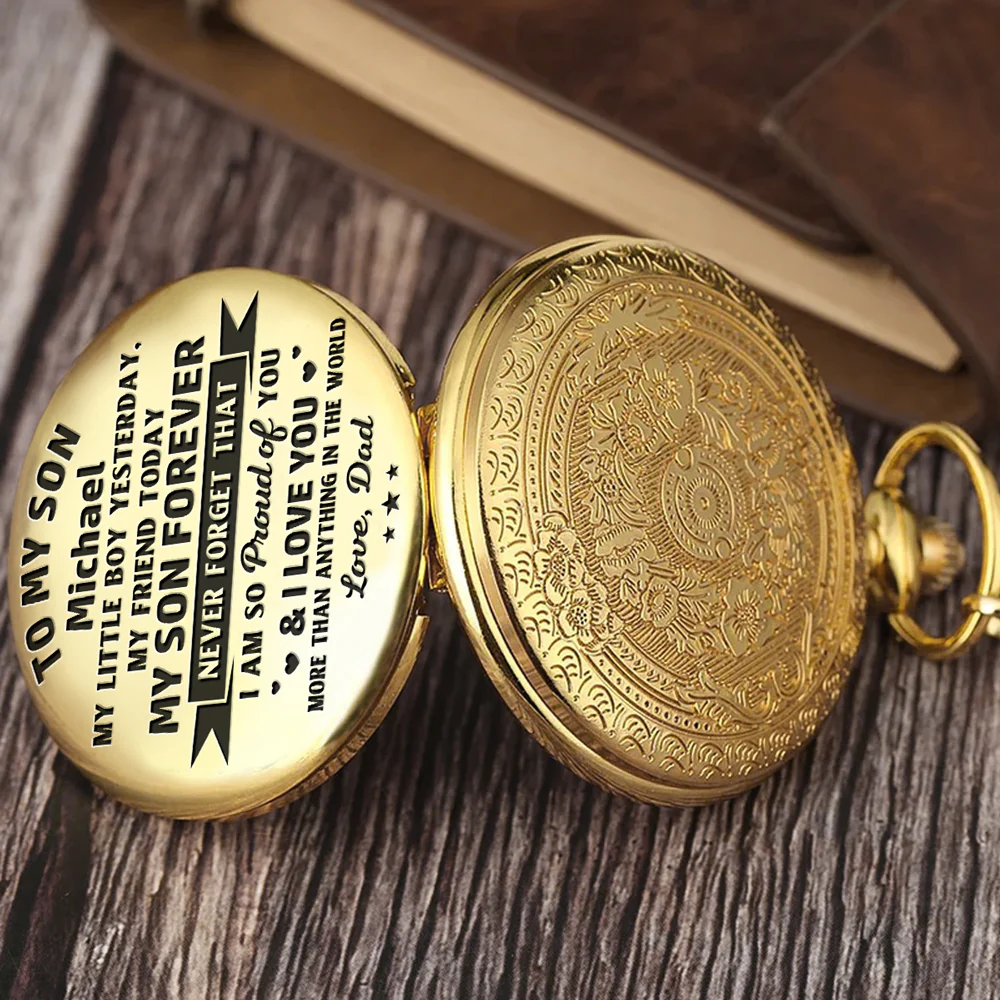 My Son Forever Version 2 - Personalized Custom Pocket Watch - Image 2