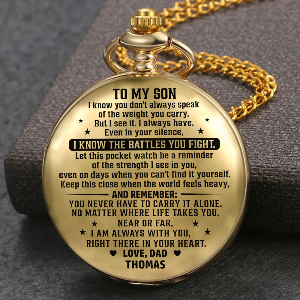 My Son My Strength - Personalized Custom Print Pocket Watch