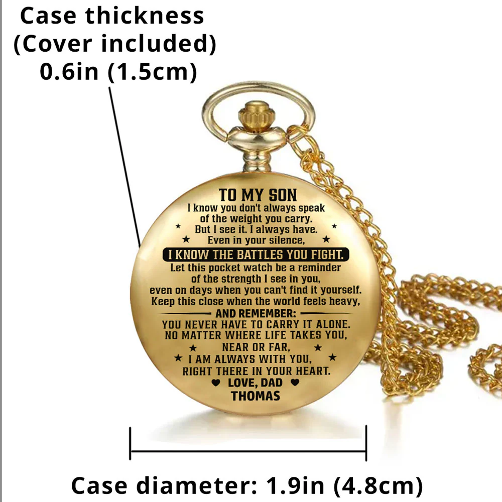 My Son My Strength - Personalized Custom Print Pocket Watch - Image 5