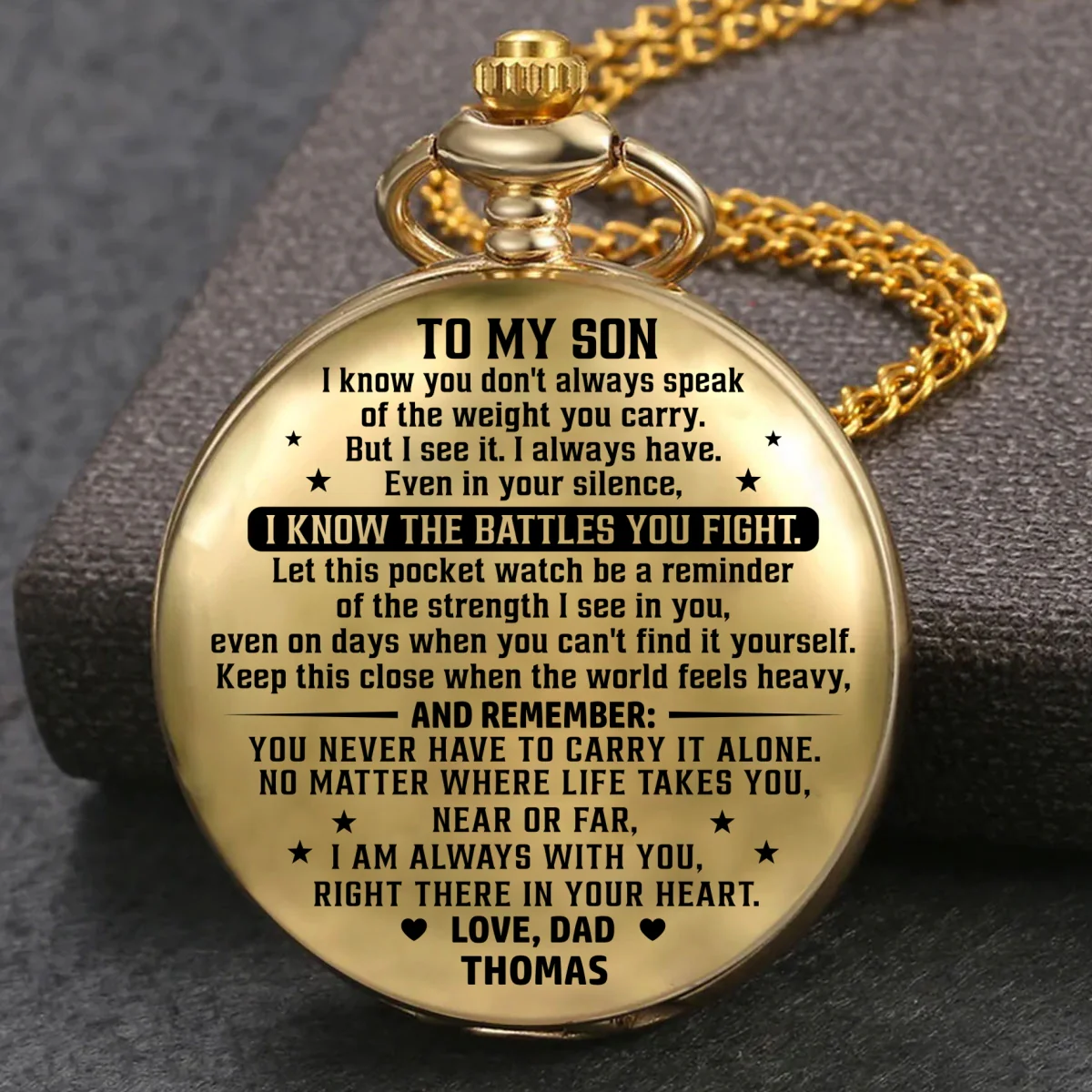 My Son My Strength - Personalized Custom Print Pocket Watch - Image 8
