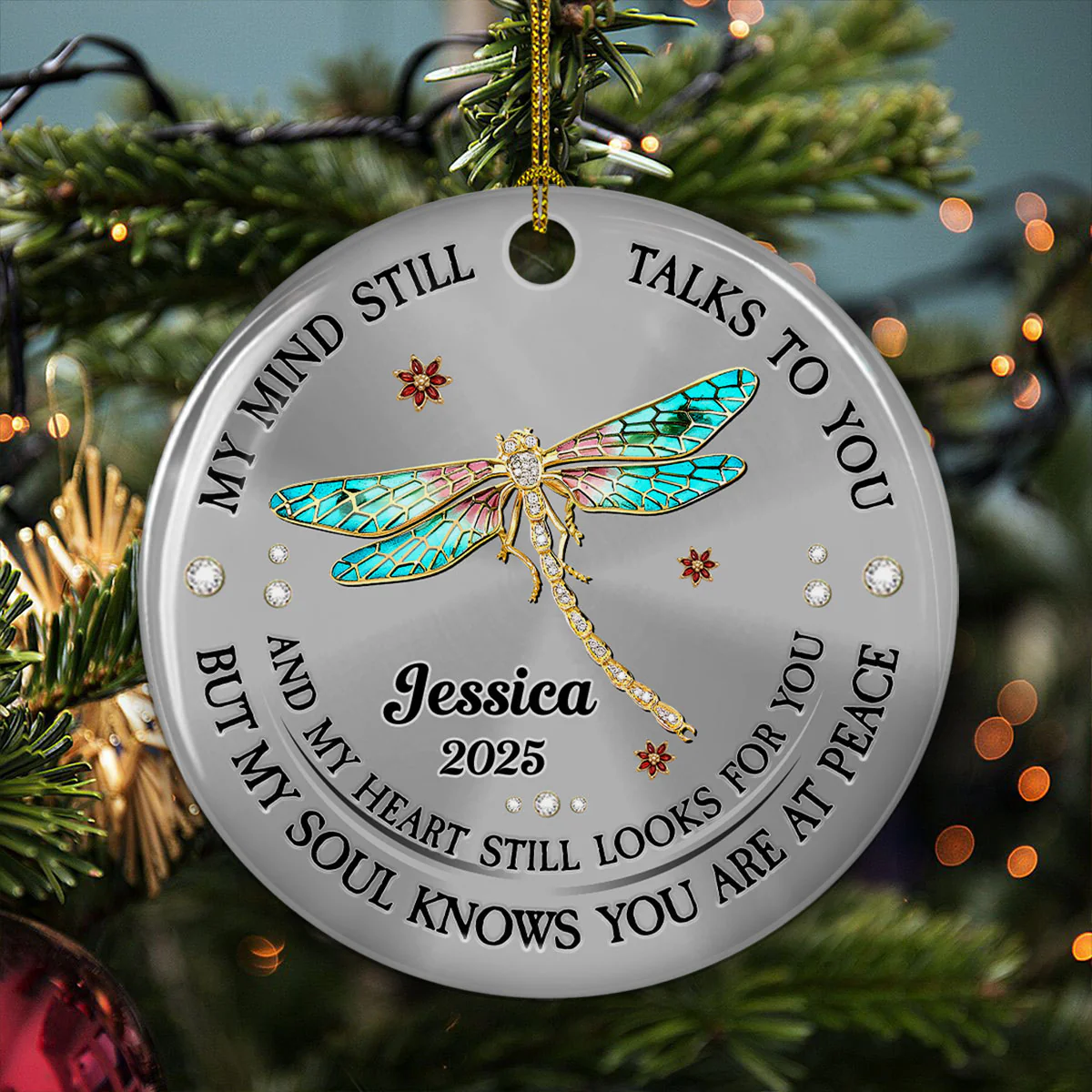 My Soul Knows You Are At Peace - Personalized Custom Ceramic Ornament - Image 4