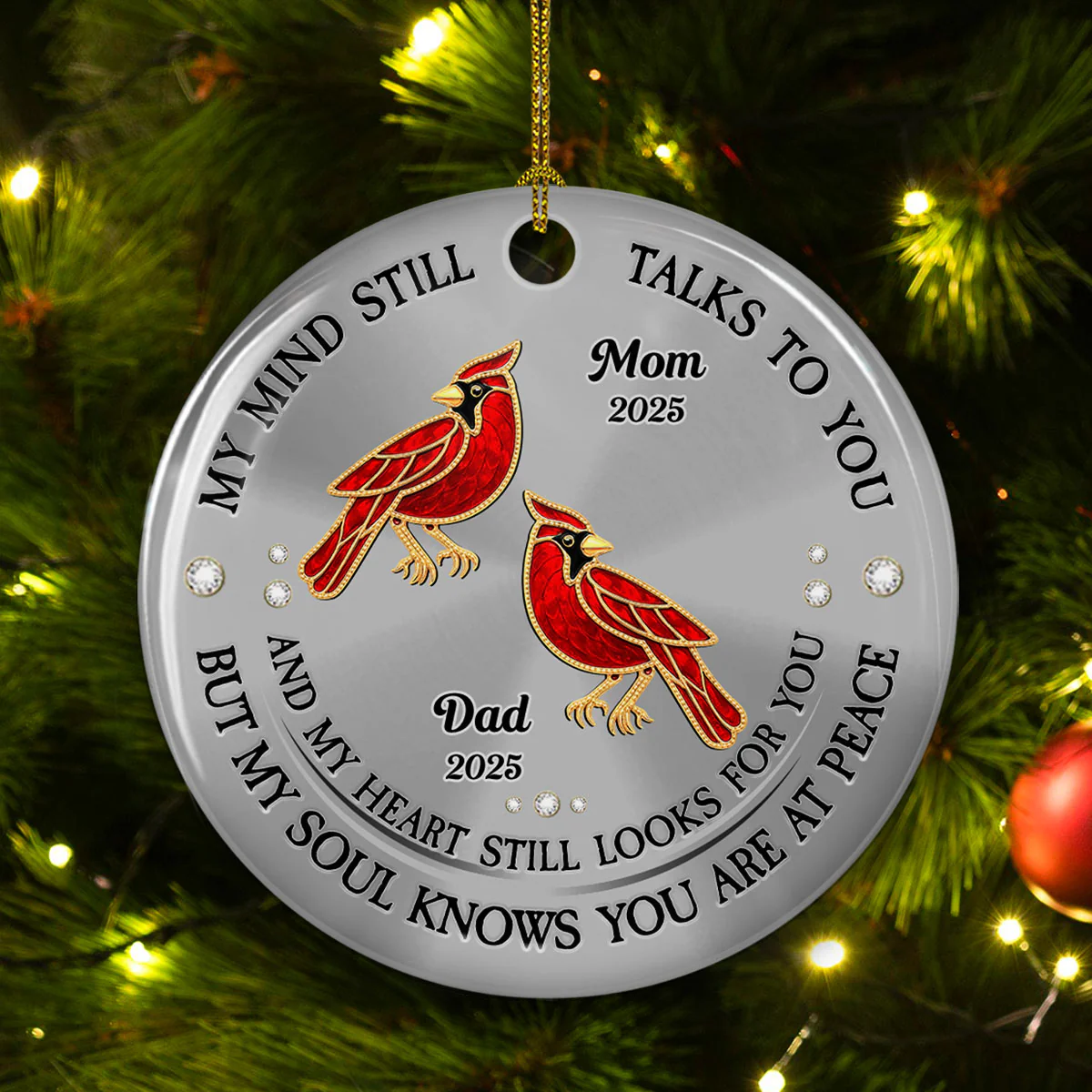 My Soul Knows You Are At Peace - Personalized Custom Ceramic Ornament - Image 5