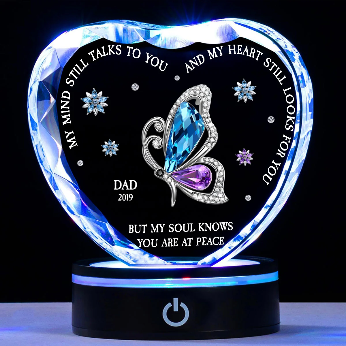 My Soul Knows You Are At Peace - Personalized Custom Crystal Led Light - Image 8