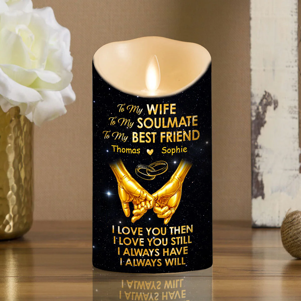 My Soulmate My Best Friend - Personalized Custom LED Candle - Image 3