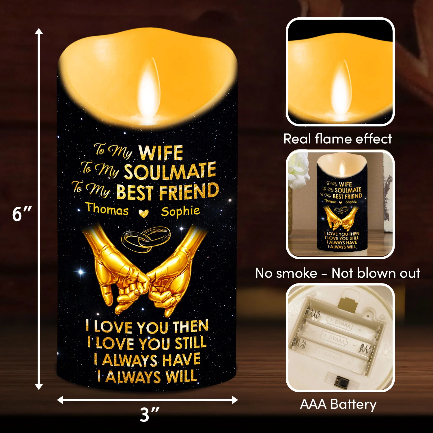 My Soulmate My Best Friend - Personalized Custom LED Candle - Image 6
