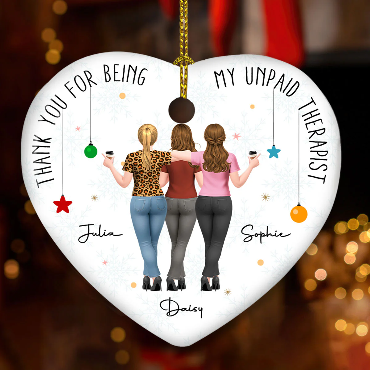 My Unpaid Therapist Gift For Coworkers Friends Sisters - Personalized Custom Ceramic Ornament - Image 2