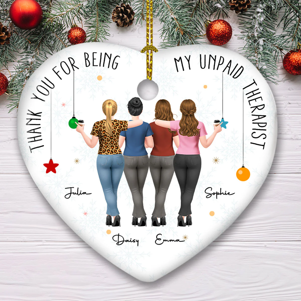 My Unpaid Therapist Gift For Coworkers Friends Sisters - Personalized Custom Ceramic Ornament - Image 3