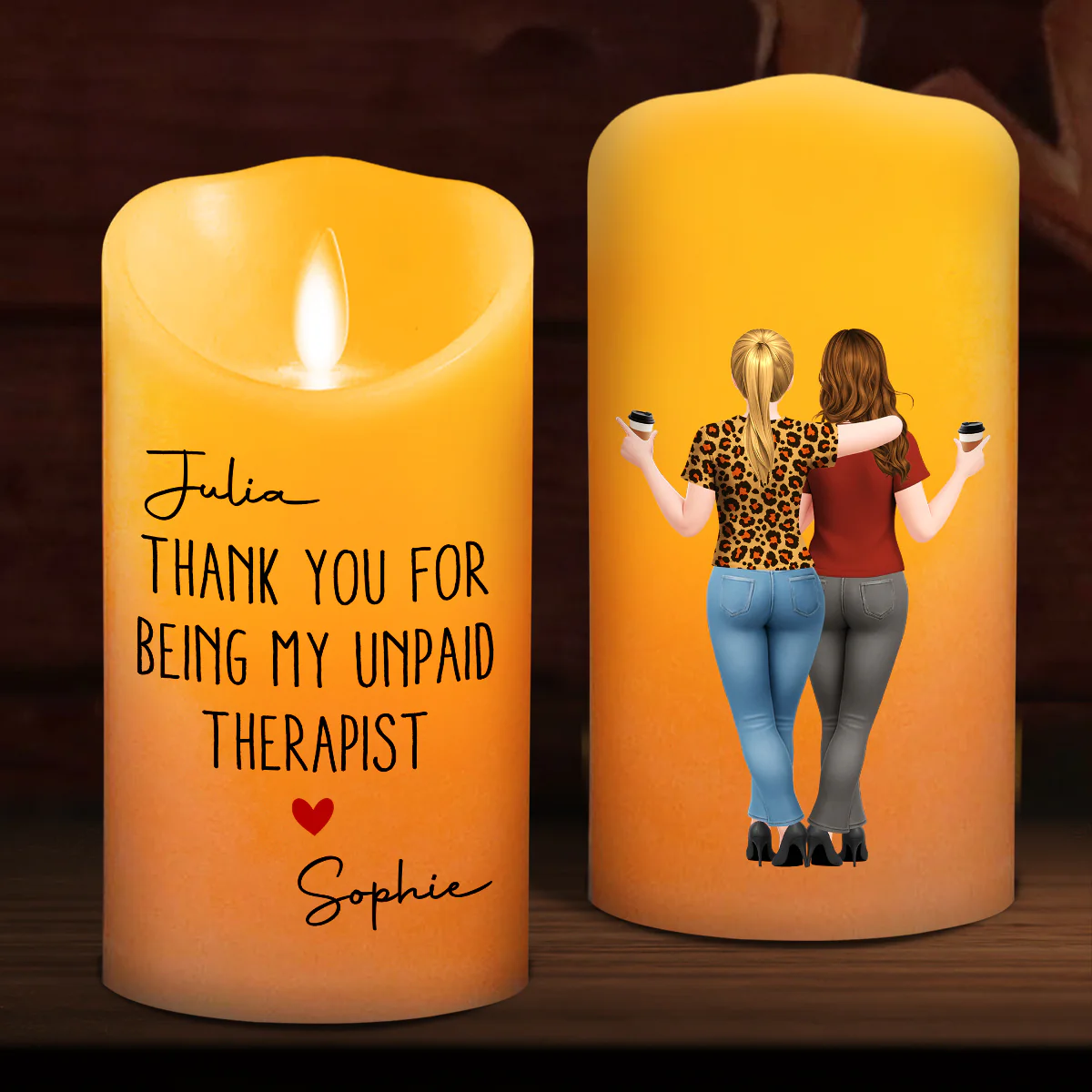 My Unpaid Therapist Gift For Coworkers Friends Sisters - Personalized Custom LED Candle