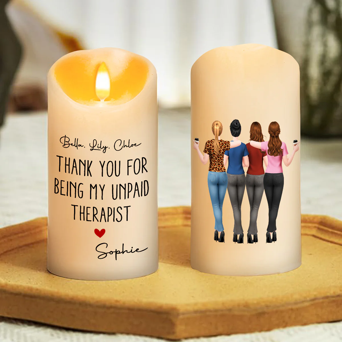 My Unpaid Therapist Gift For Coworkers Friends Sisters - Personalized Custom LED Candle - Image 3