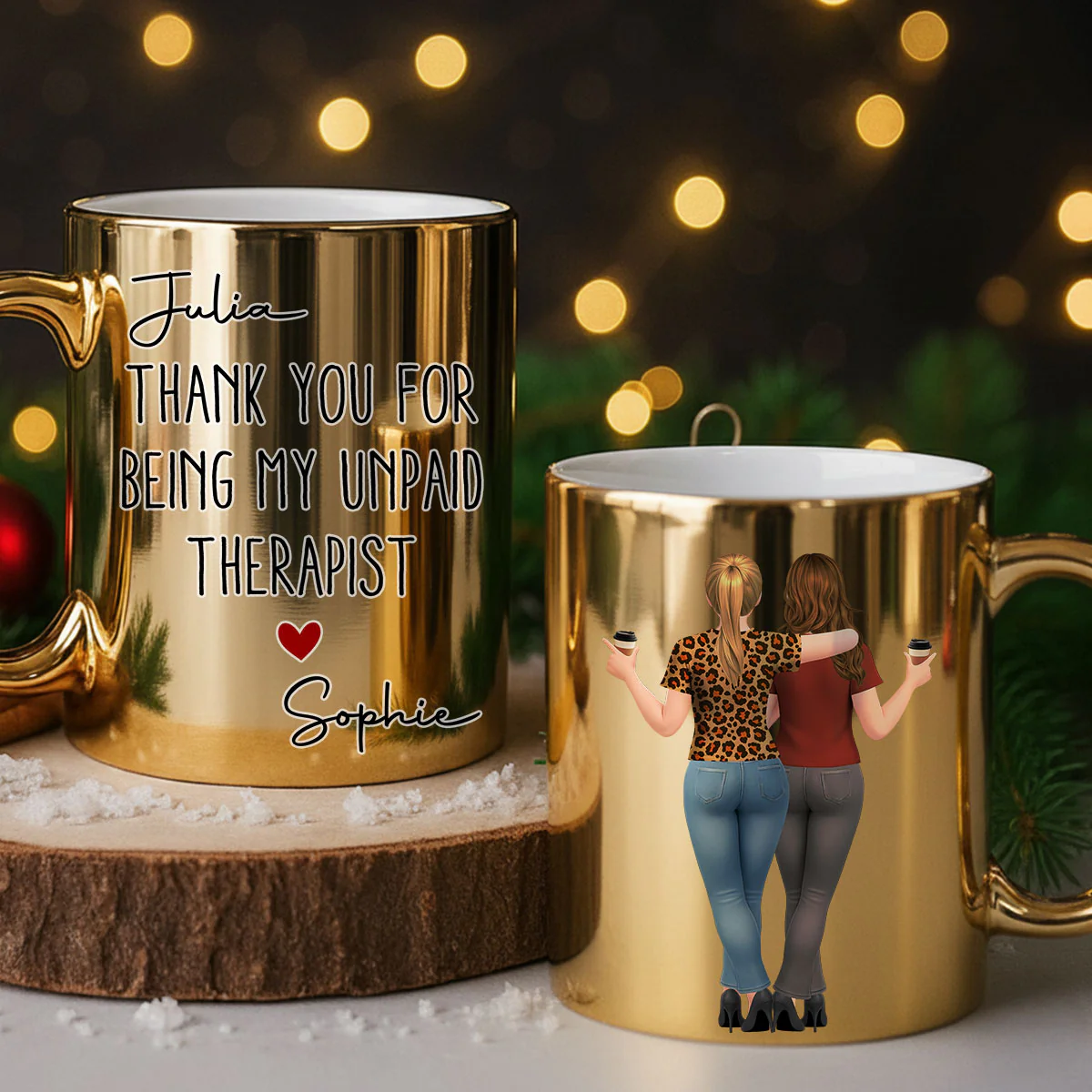 My Unpaid Therapist Gift For Coworkers Friends Sisters - Personalized Custom Metallic Mug