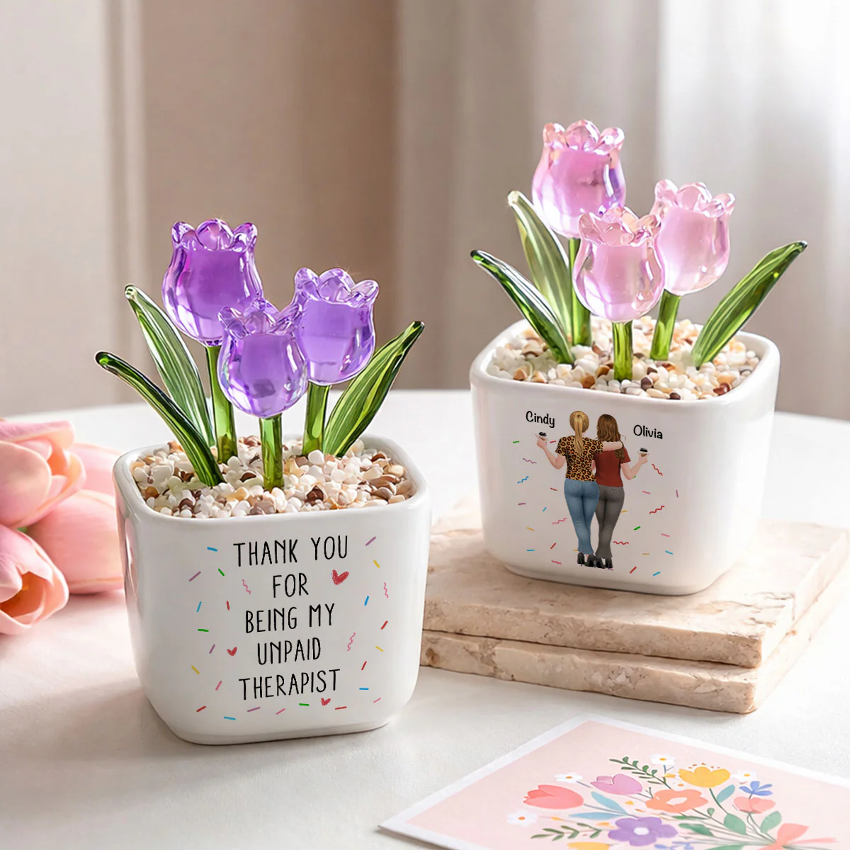 My Unpaid Therapist - Personalized Custom Glass Everlasting Tulips