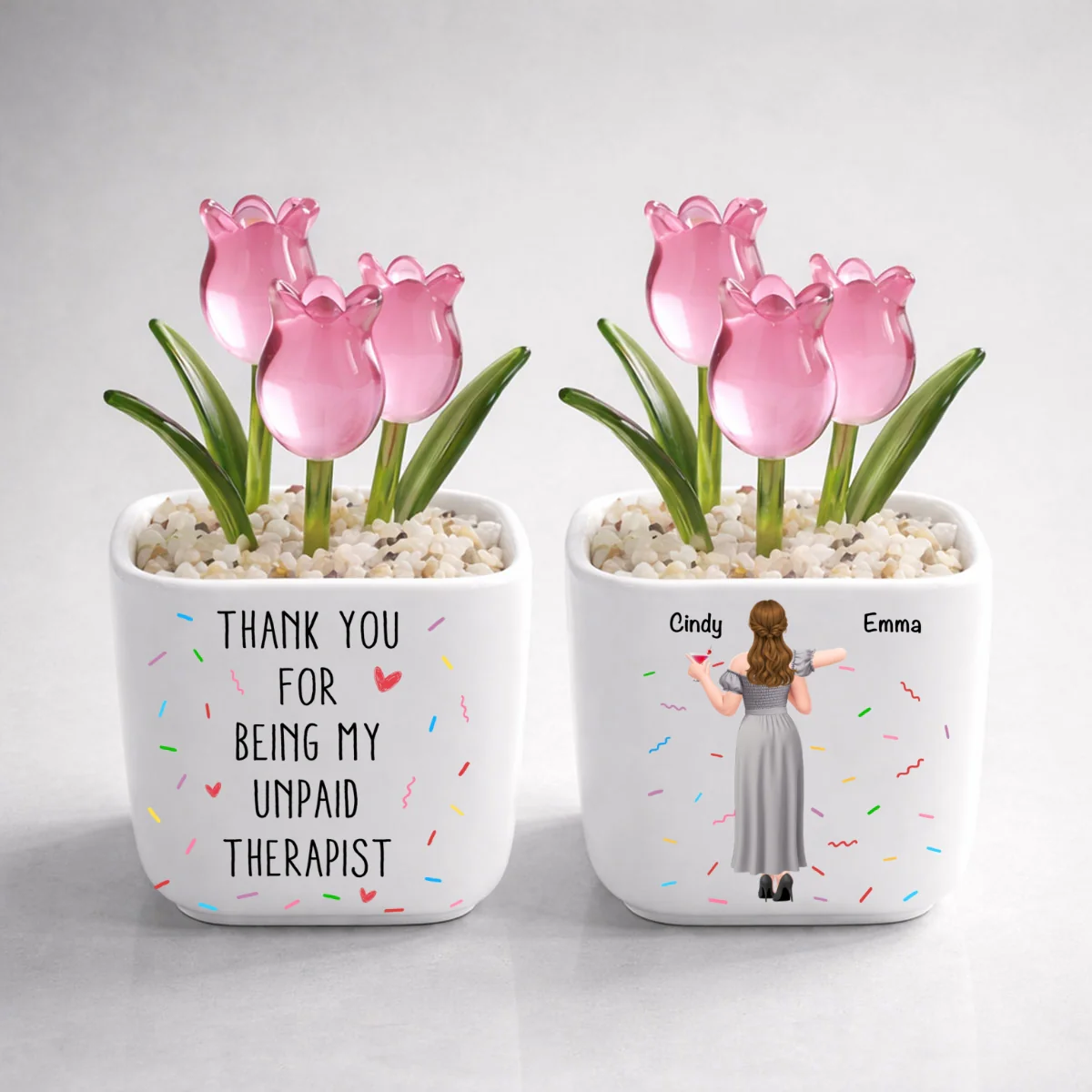 My Unpaid Therapist - Personalized Custom Glass Everlasting Tulips - Image 7