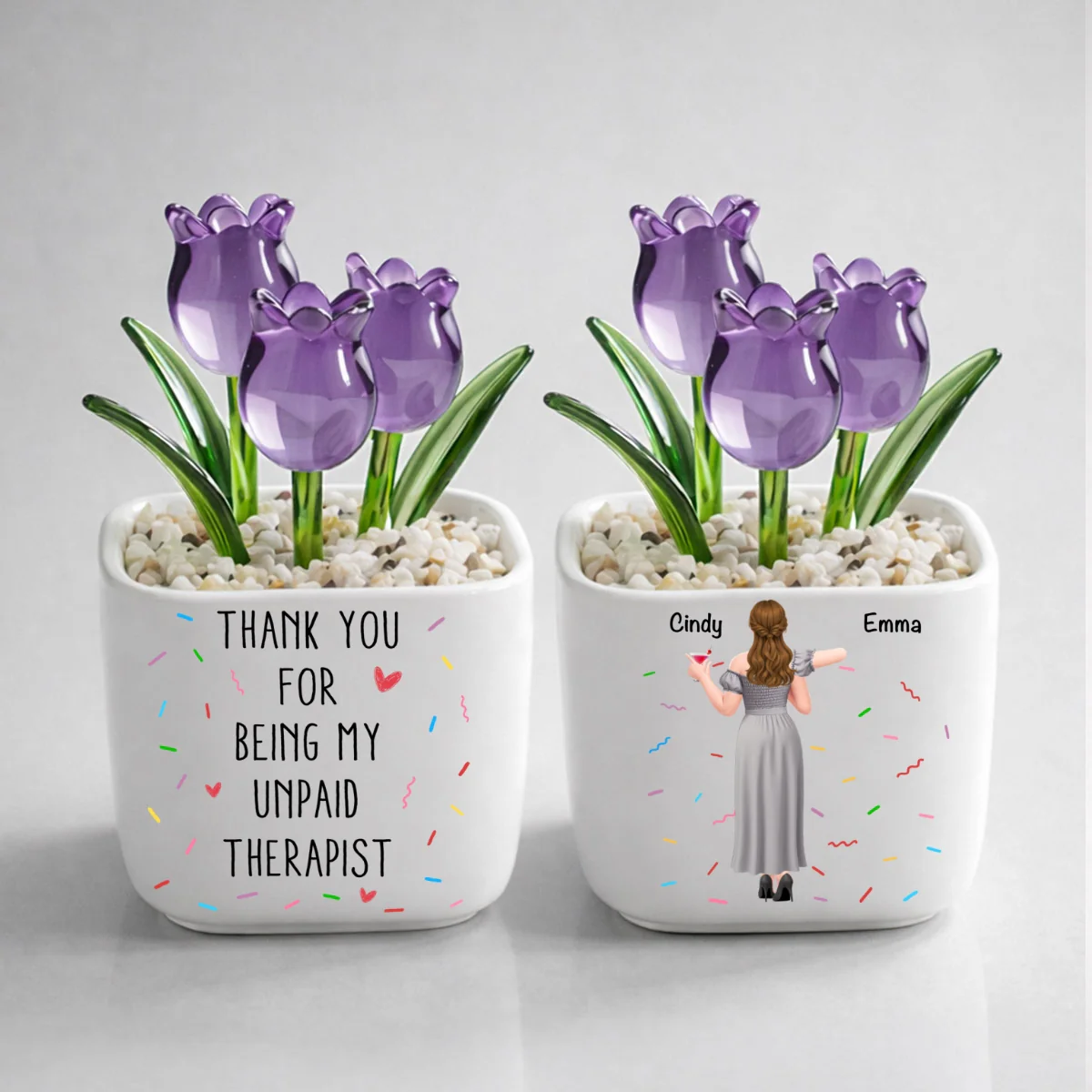 My Unpaid Therapist - Personalized Custom Glass Everlasting Tulips - Image 8