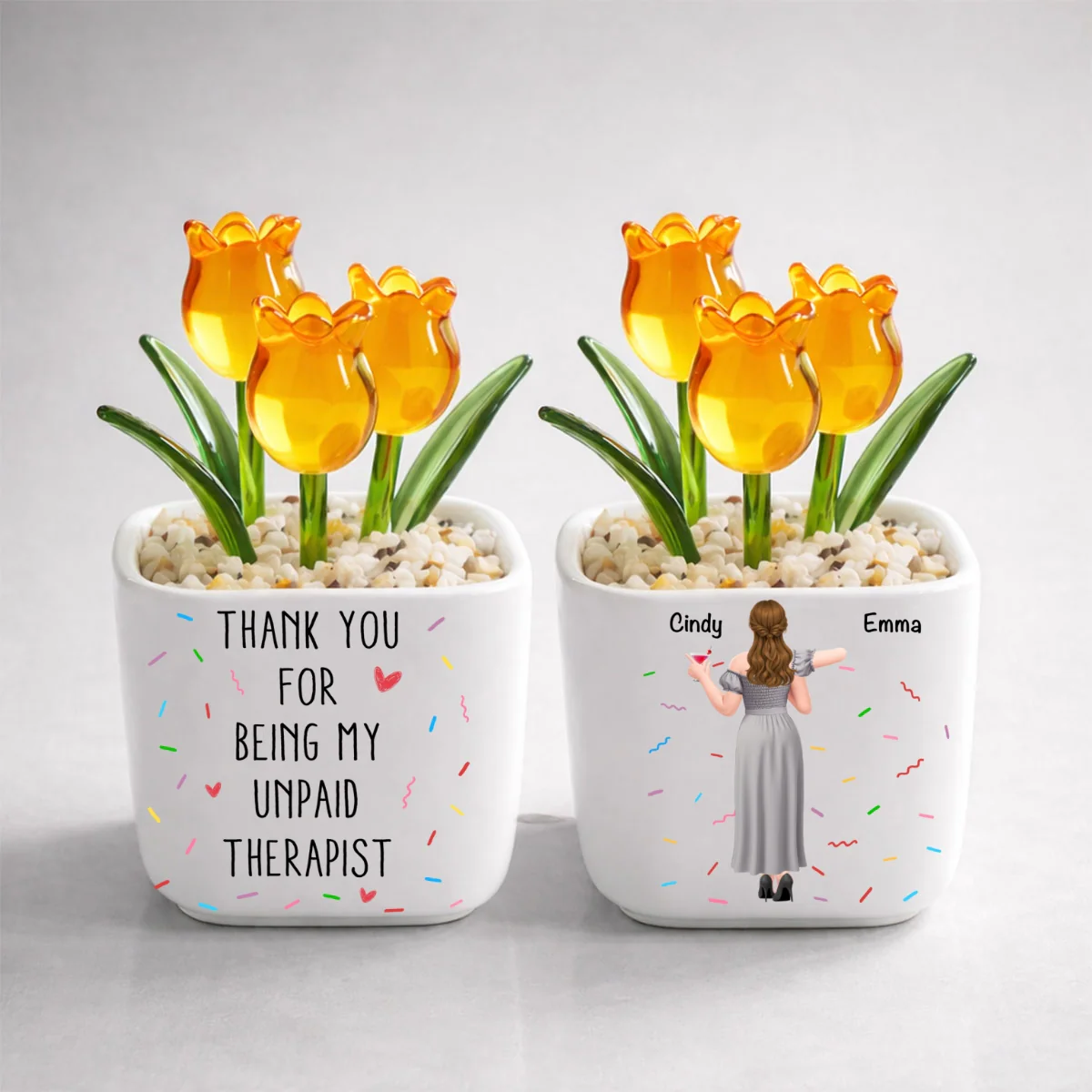 My Unpaid Therapist - Personalized Custom Glass Everlasting Tulips - Image 9