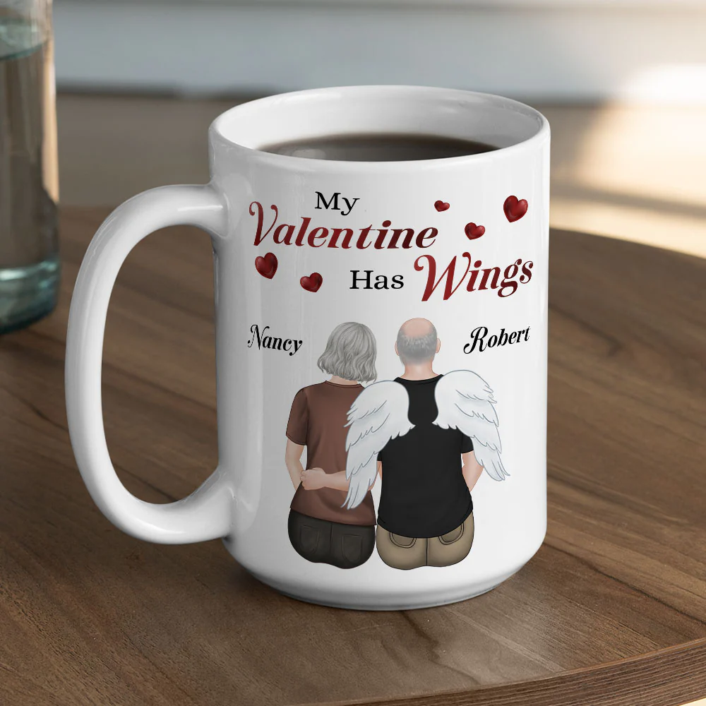 My Valentine Has Wings - Personalized Custom Coffee Mug - Image 5