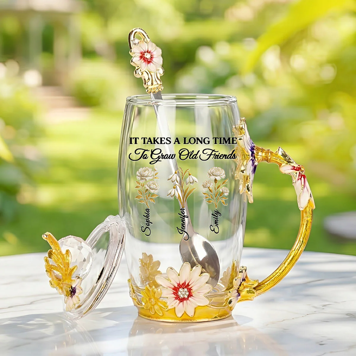 My Vintage Friend - Personalized Custom 14OZ Flower Tea Cup