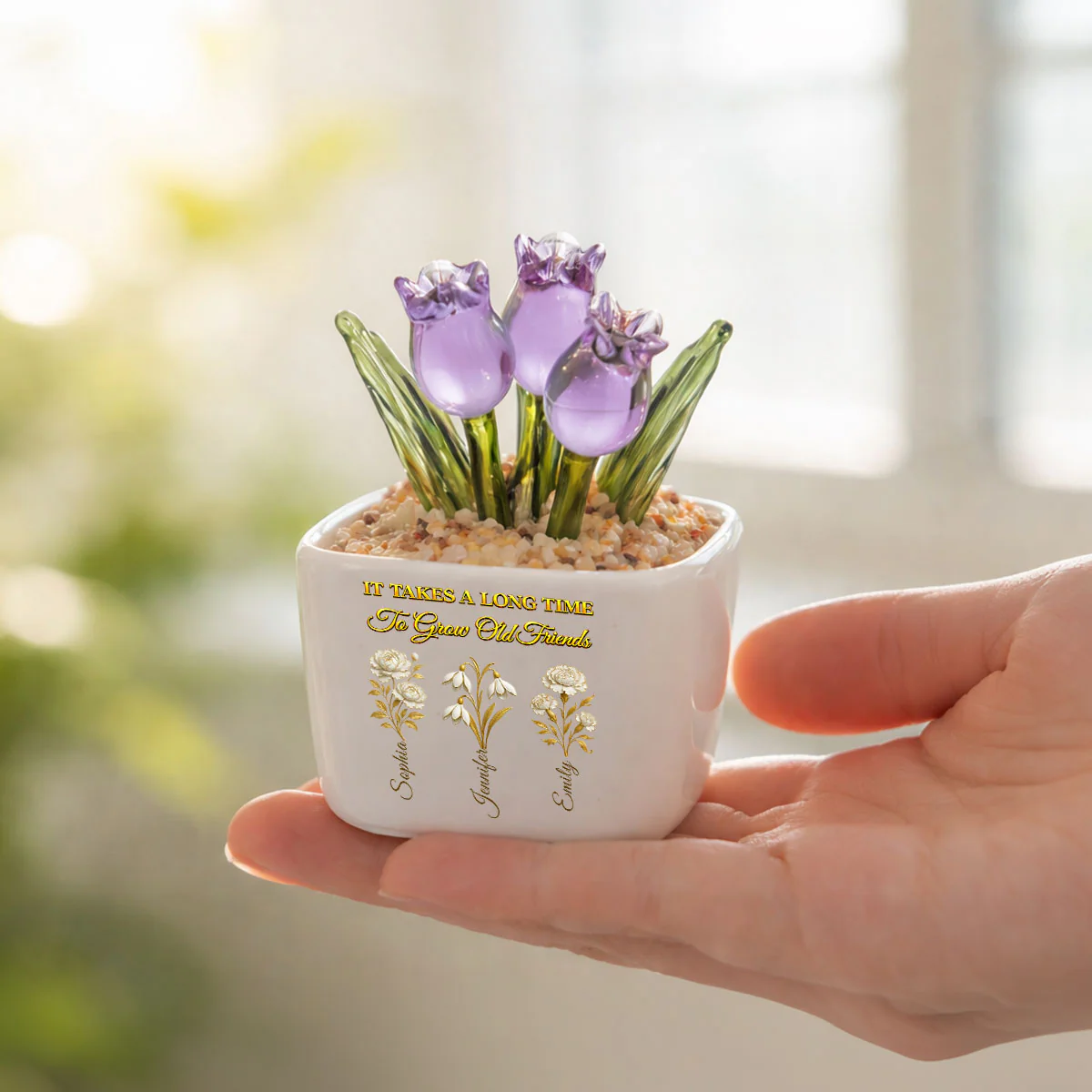 My Vintage Friend - Personalized Custom Glass Everlasting Tulips - Image 4