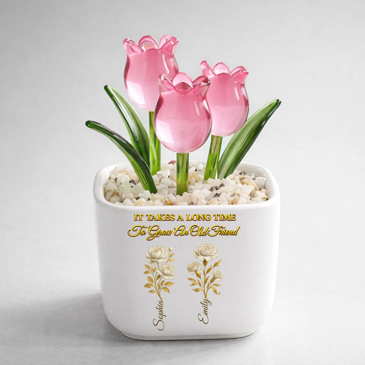 My Vintage Friend - Personalized Custom Glass Everlasting Tulips - Image 7
