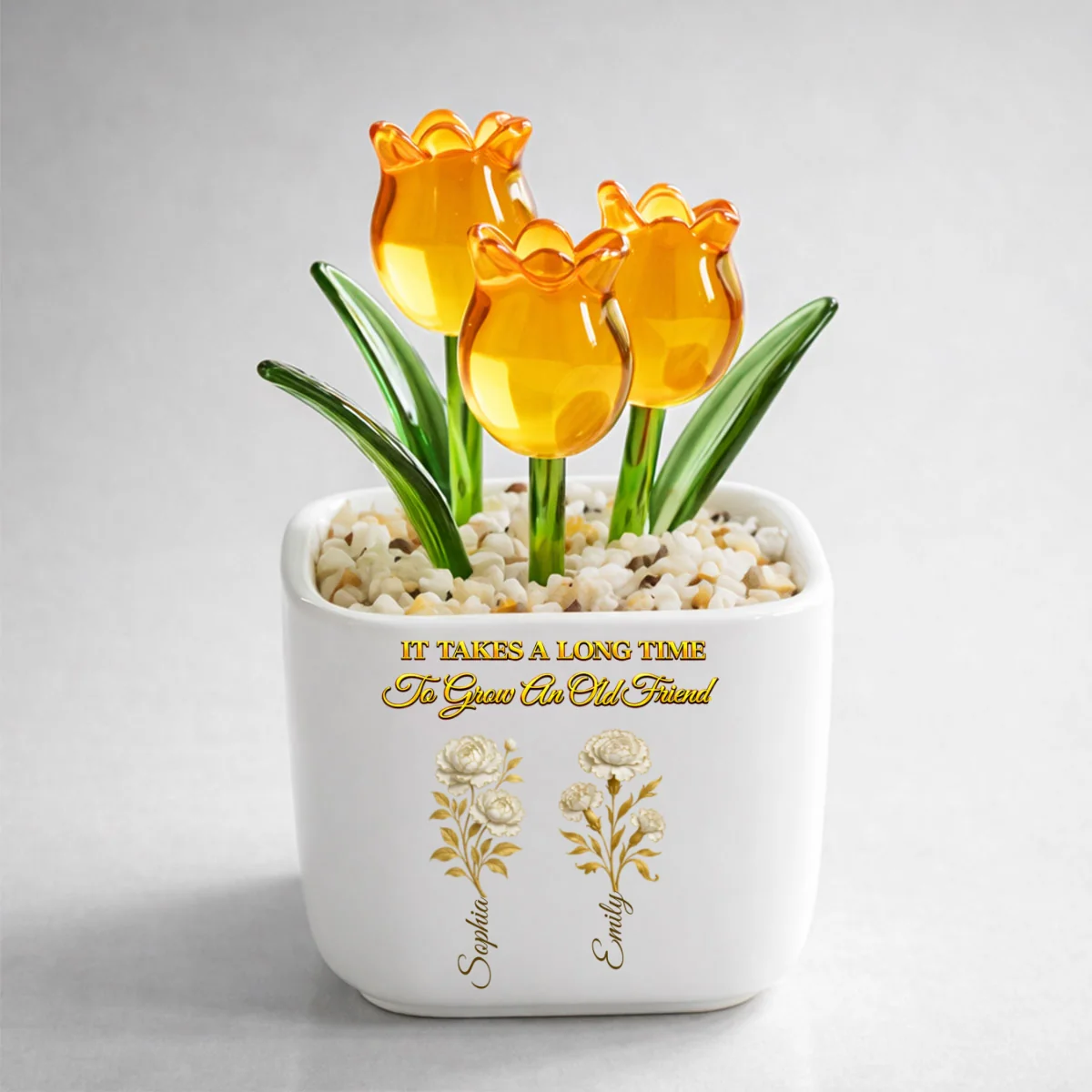 My Vintage Friend - Personalized Custom Glass Everlasting Tulips - Image 9