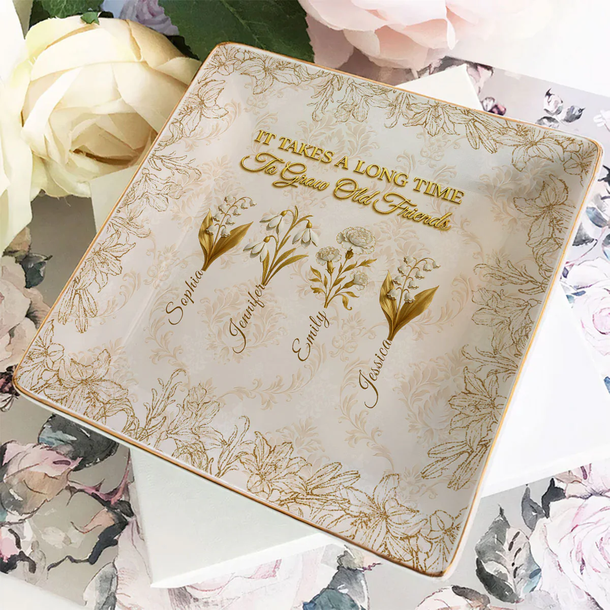 My Vintage Friend - Personalized Custom Jewelry Dish - Image 4