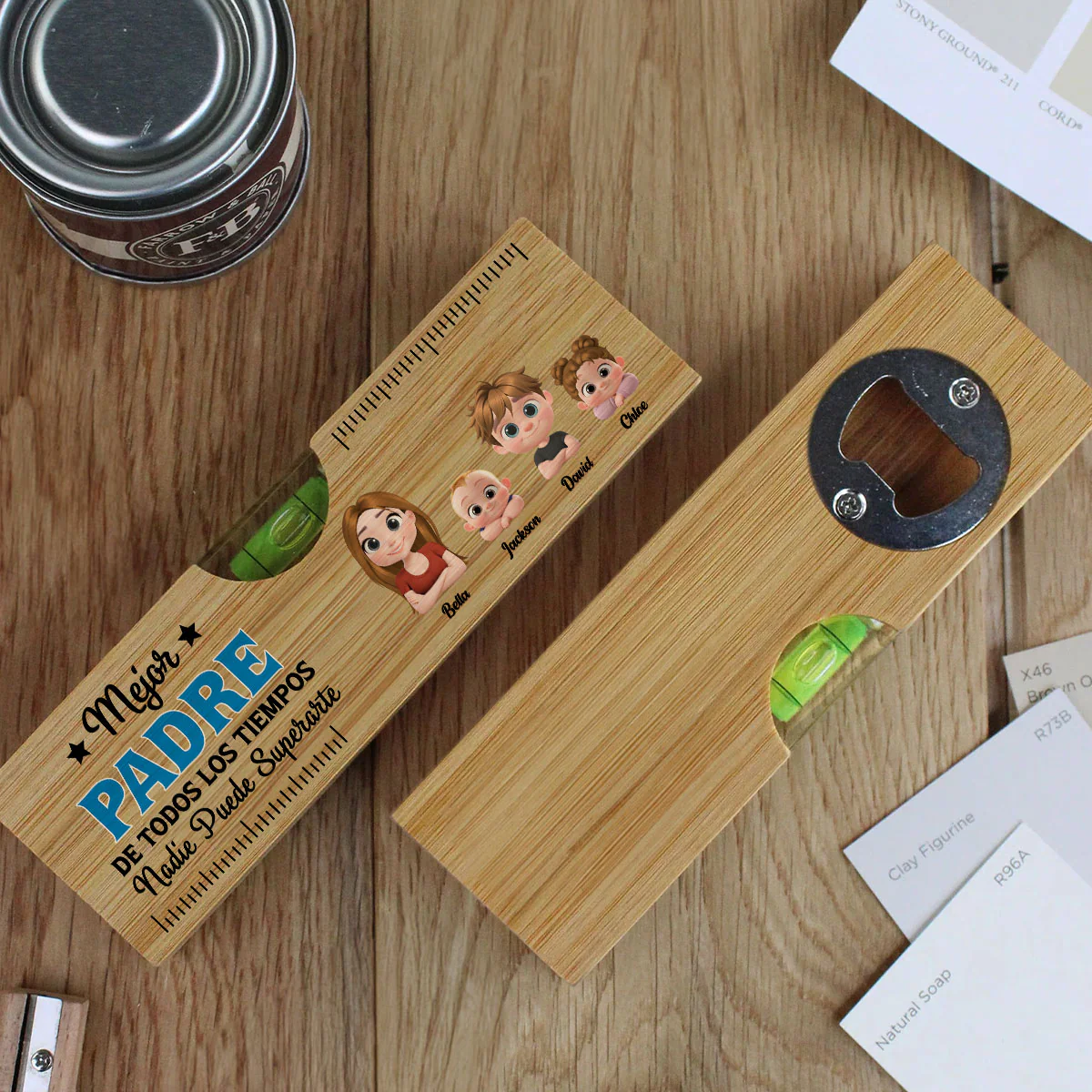 Nadie Puede Superarte - Abridor de Botellas de Madera Personalizado con Nivel - Image 3