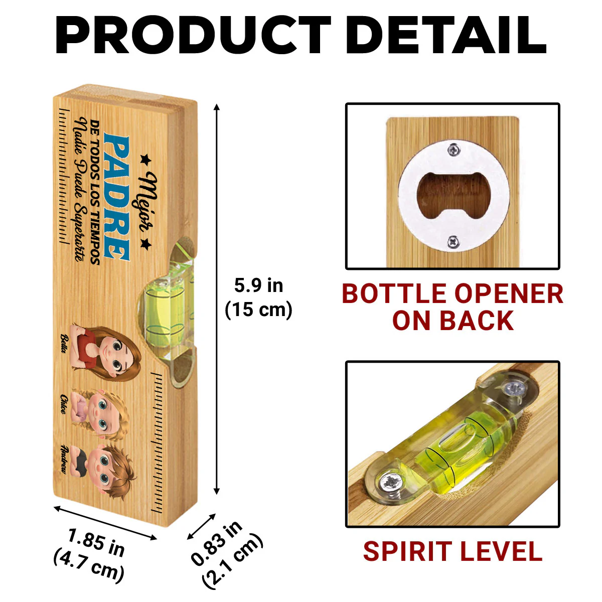 Nadie Puede Superarte - Abridor de Botellas de Madera Personalizado con Nivel - Image 5
