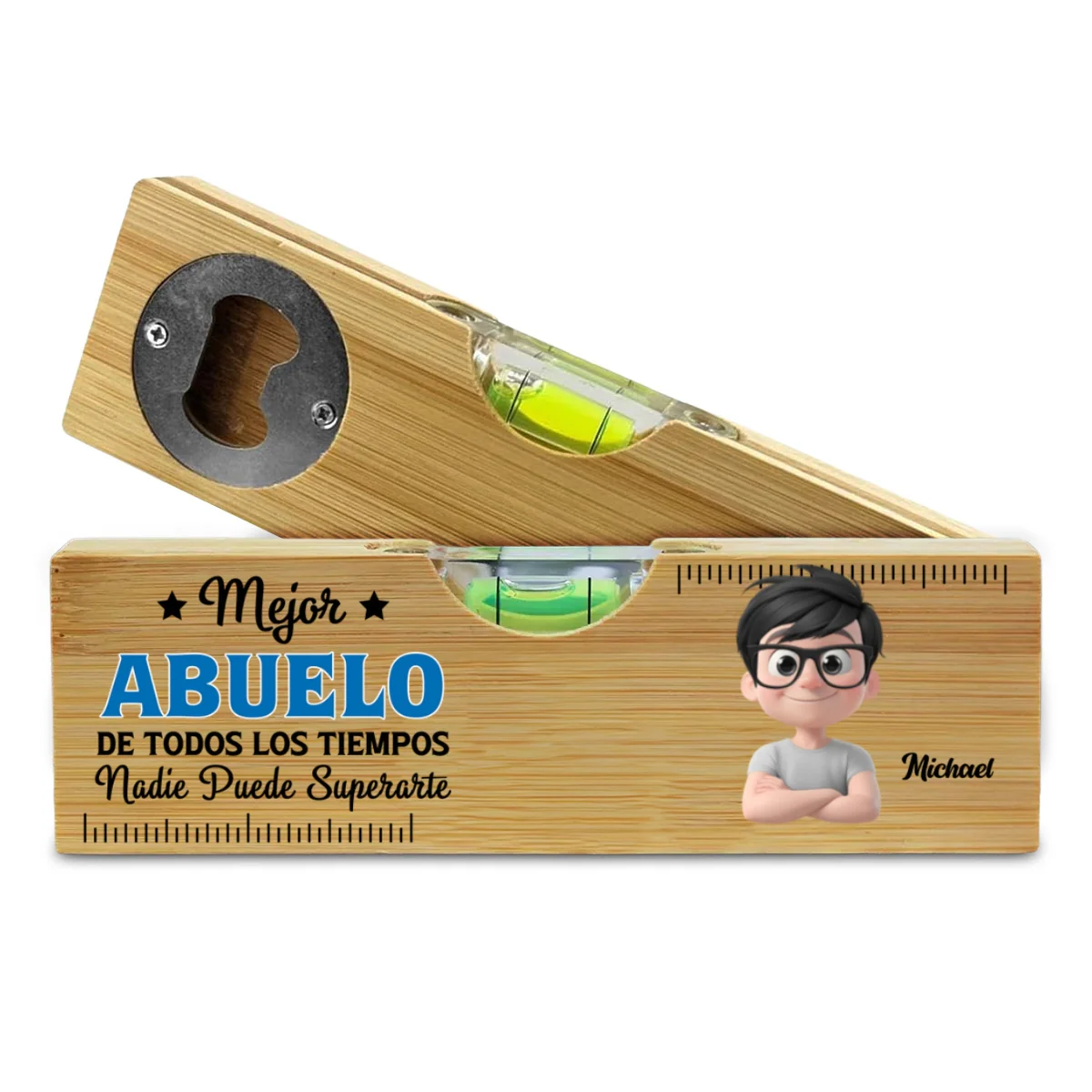 Nadie Puede Superarte - Abridor de Botellas de Madera Personalizado con Nivel - Image 6