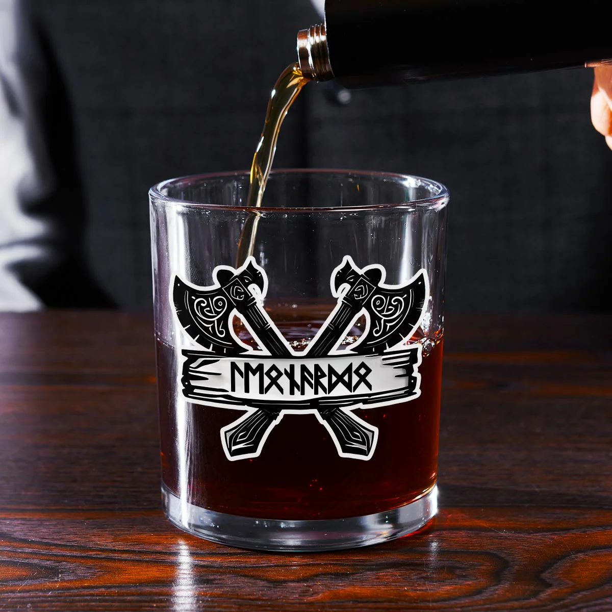 Name In Viking Runes - Personalized Custom Whiskey Glass - Image 2