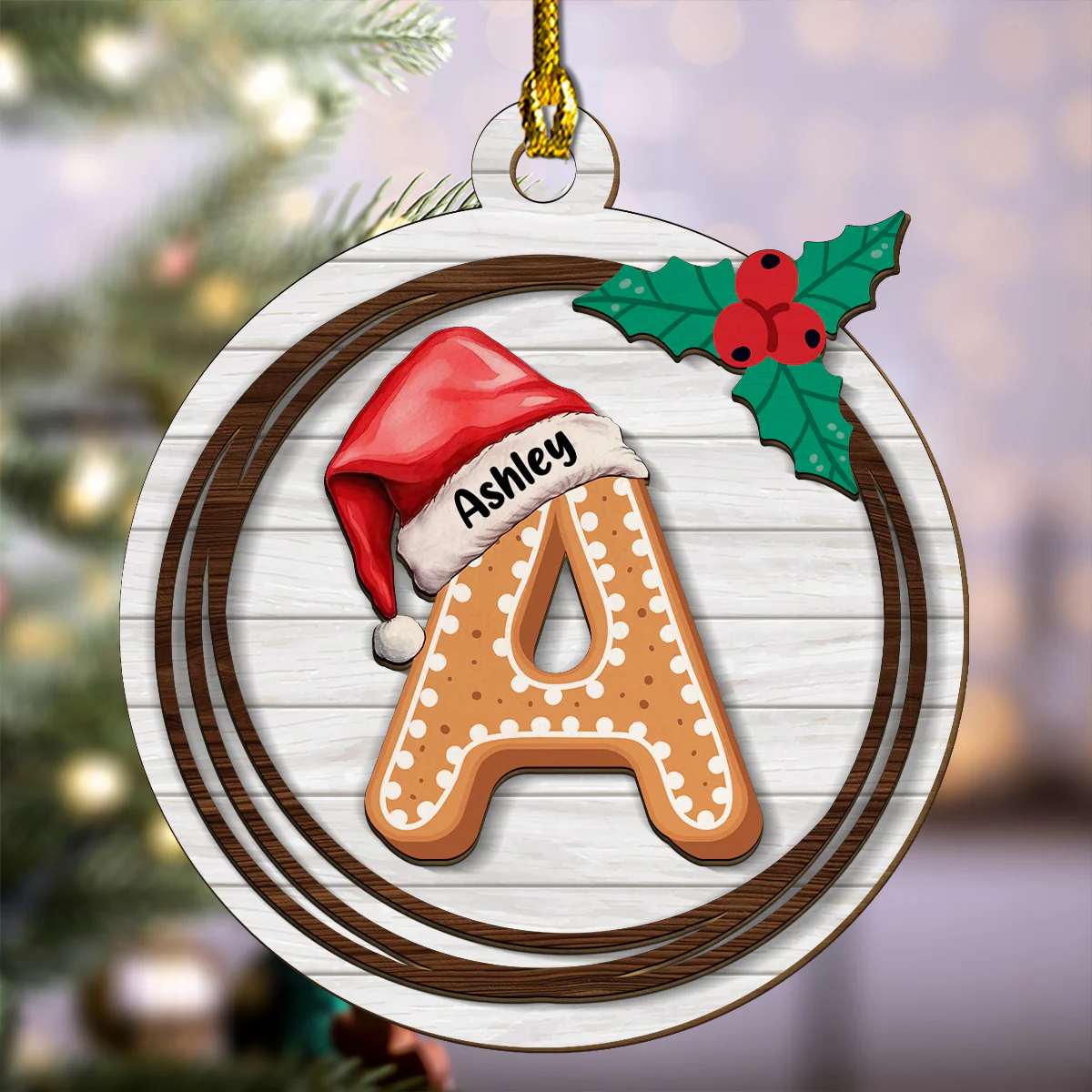 Name Letter - Personalized Custom 2-Layered Wood Ornament - Image 3