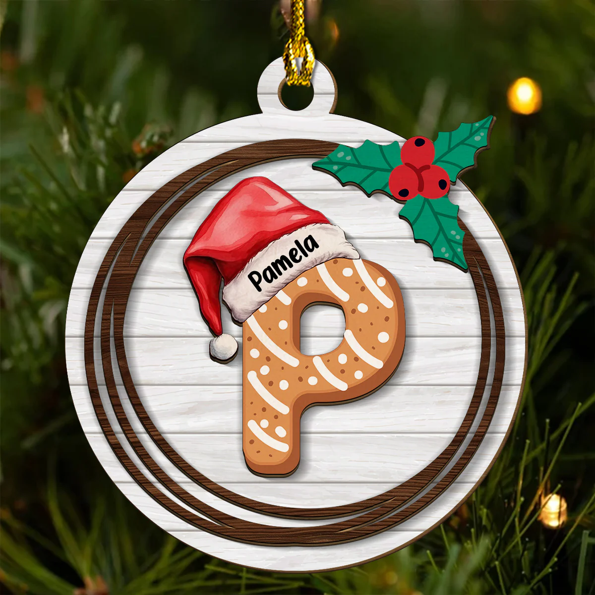 Name Letter - Personalized Custom 2-Layered Wood Ornament - Image 4