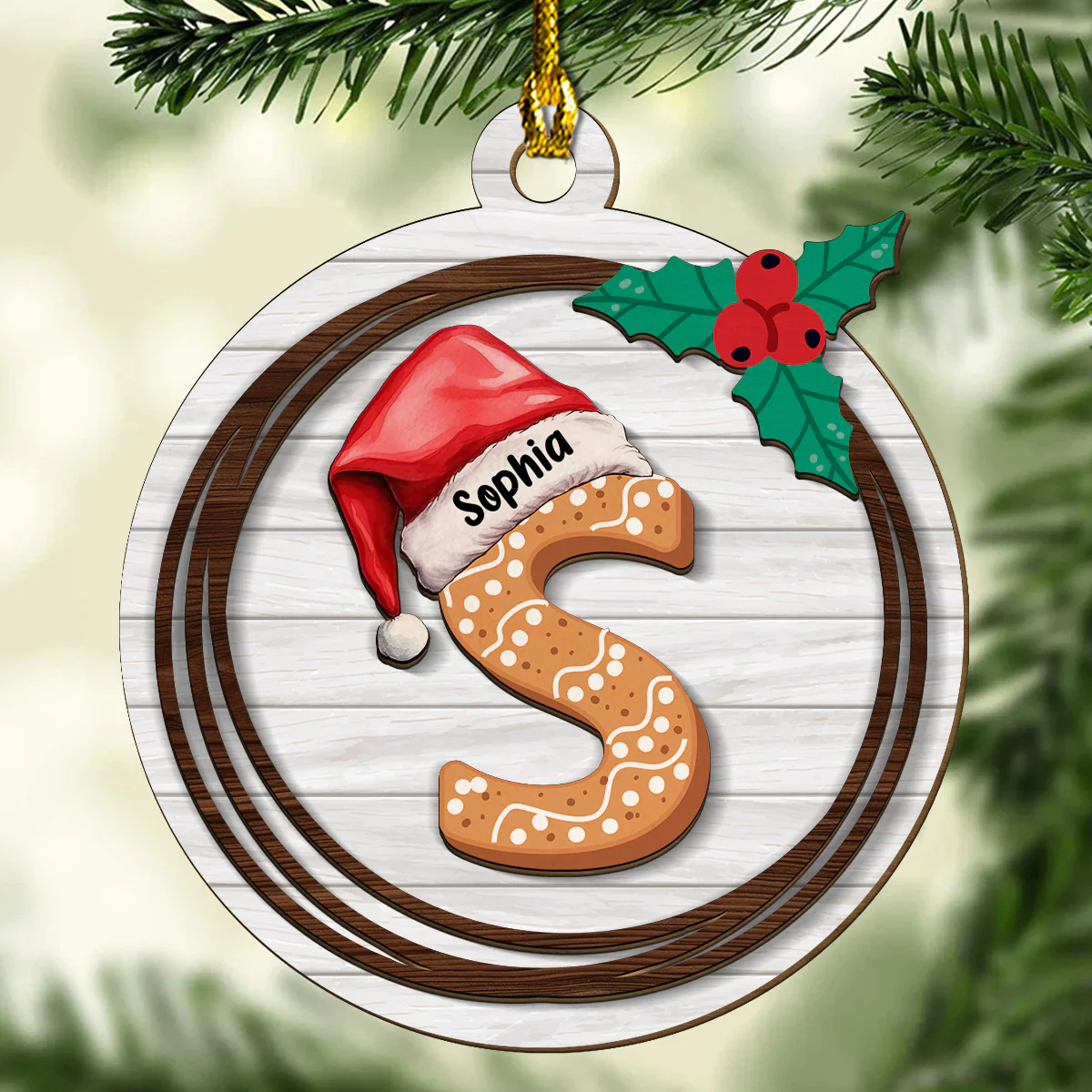 Name Letter - Personalized Custom 2-Layered Wood Ornament - Image 5
