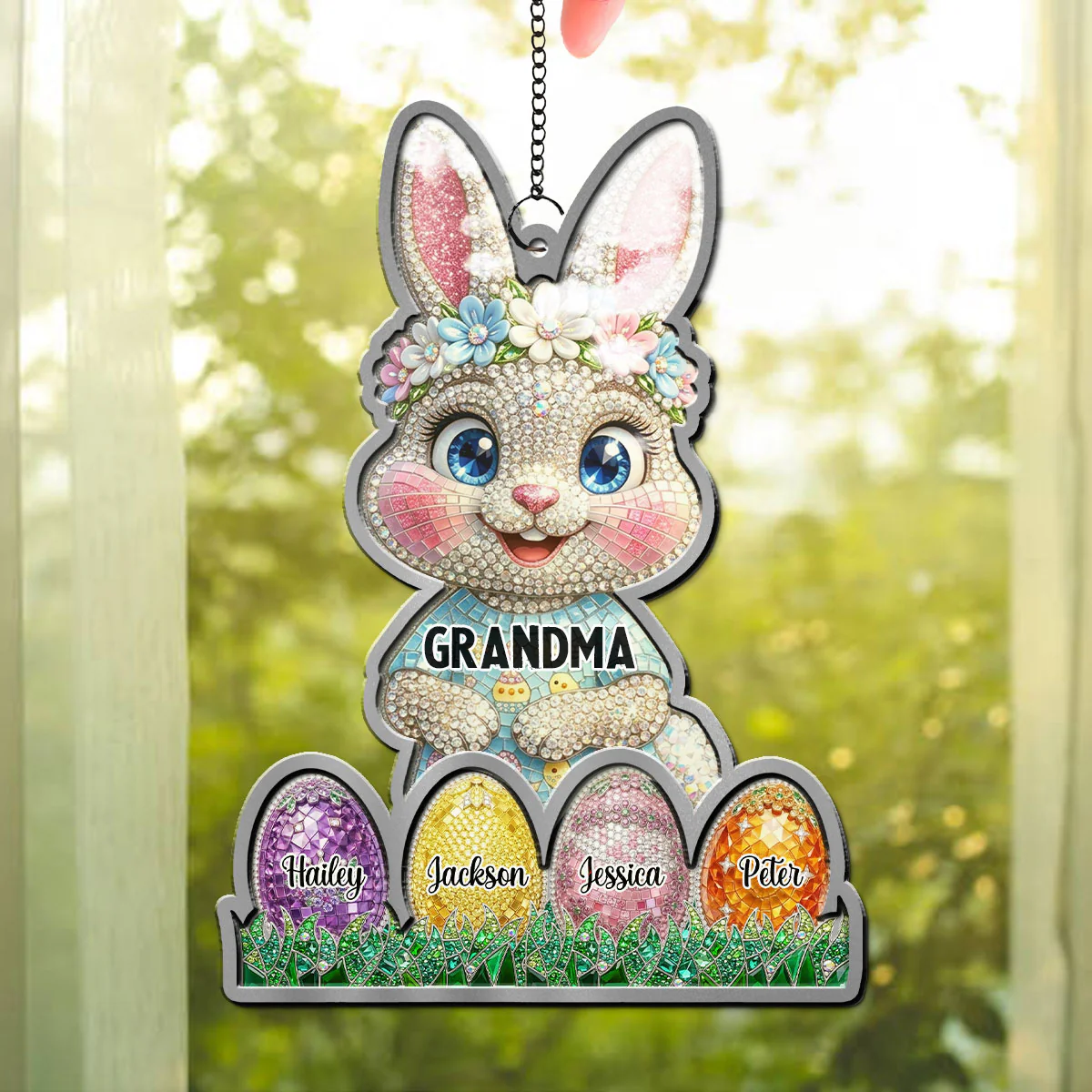Nana Easter Bunny - Personalized Custom Suncatcher - Image 4