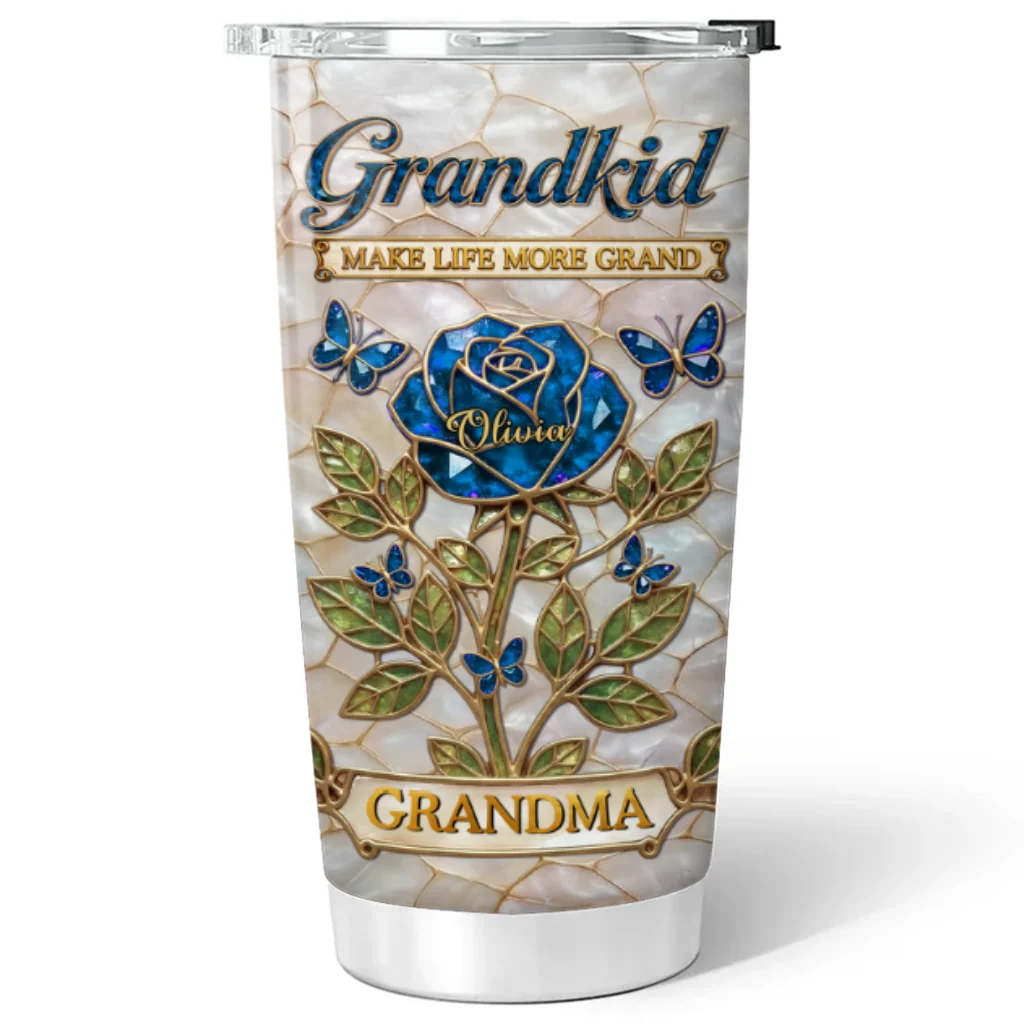 Nana Flower - Personalized Custom 3D Effect Tumbler - Image 6