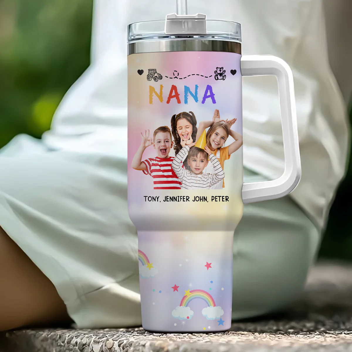 Nana Mama Mommy Grandma - Personalized Custom 40 Oz Tumbler - Image 2