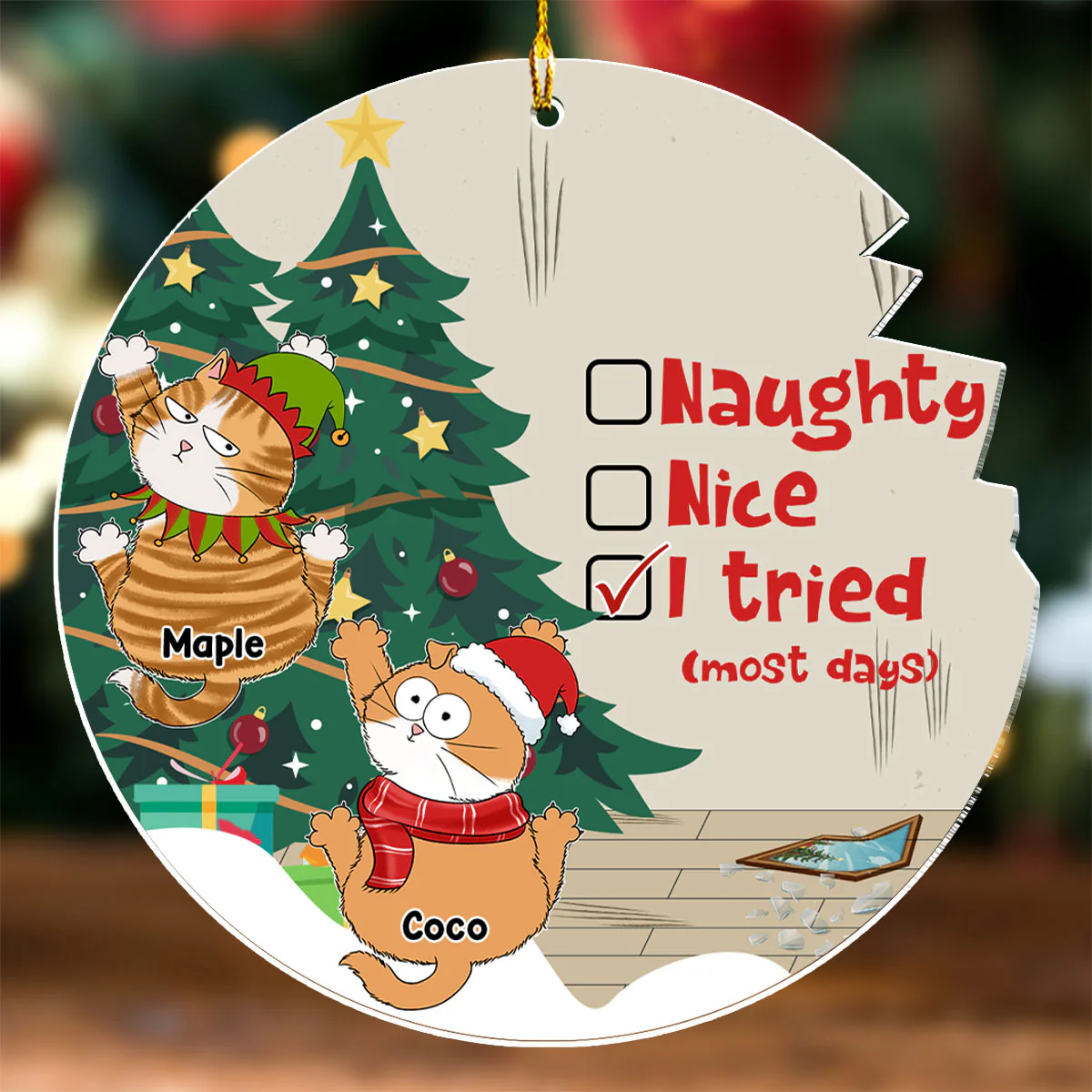 Naughty Or Nice - Personalized Custom Acrylic Ornament - Image 3