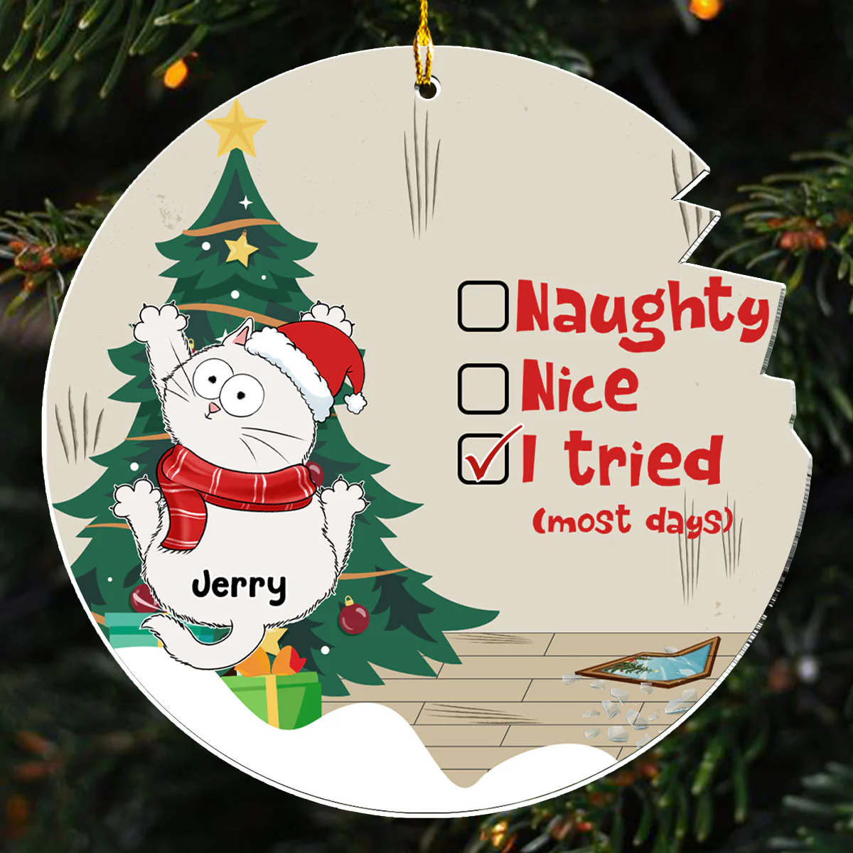 Naughty Or Nice - Personalized Custom Acrylic Ornament - Image 4