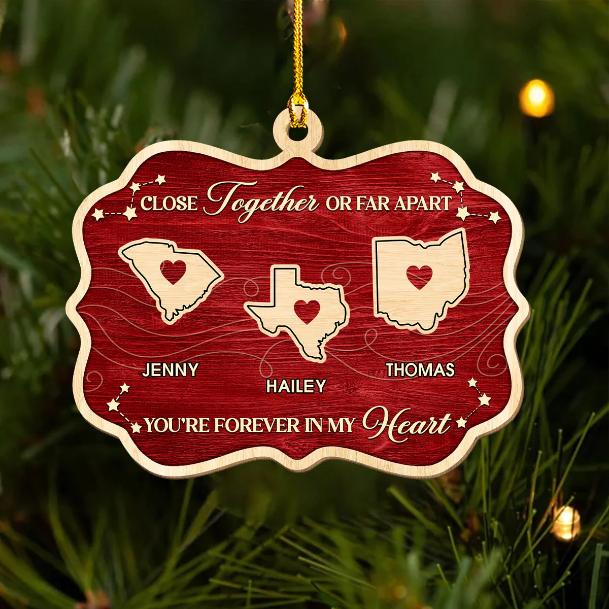 Near Or Far - Personalized Custom Wood Ornament - Image 5