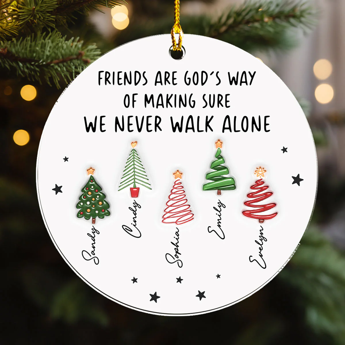 Never Alone - Personalized Custom Acrylic Ornament - Image 3